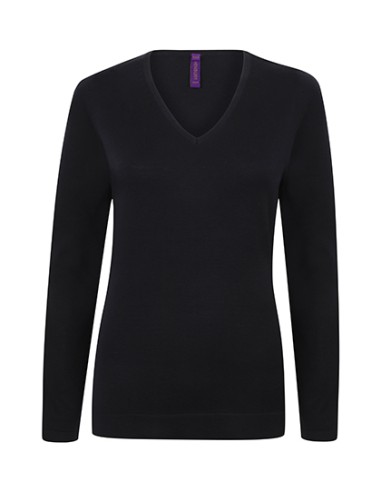 H-H721-Ladies Lightweight V-Neck Jumper